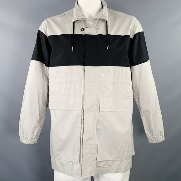 JOHN ELLIOTT Season Nine Size L Grey Black Stripe Cotton Windbreaker Jacket